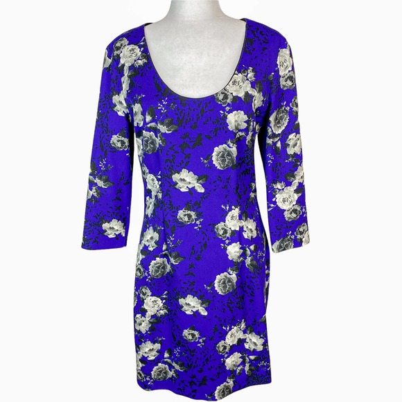 Prabal Gurung Dress Floral Blue Summer Homecoming Long Sleeve - Picture 5 of 9